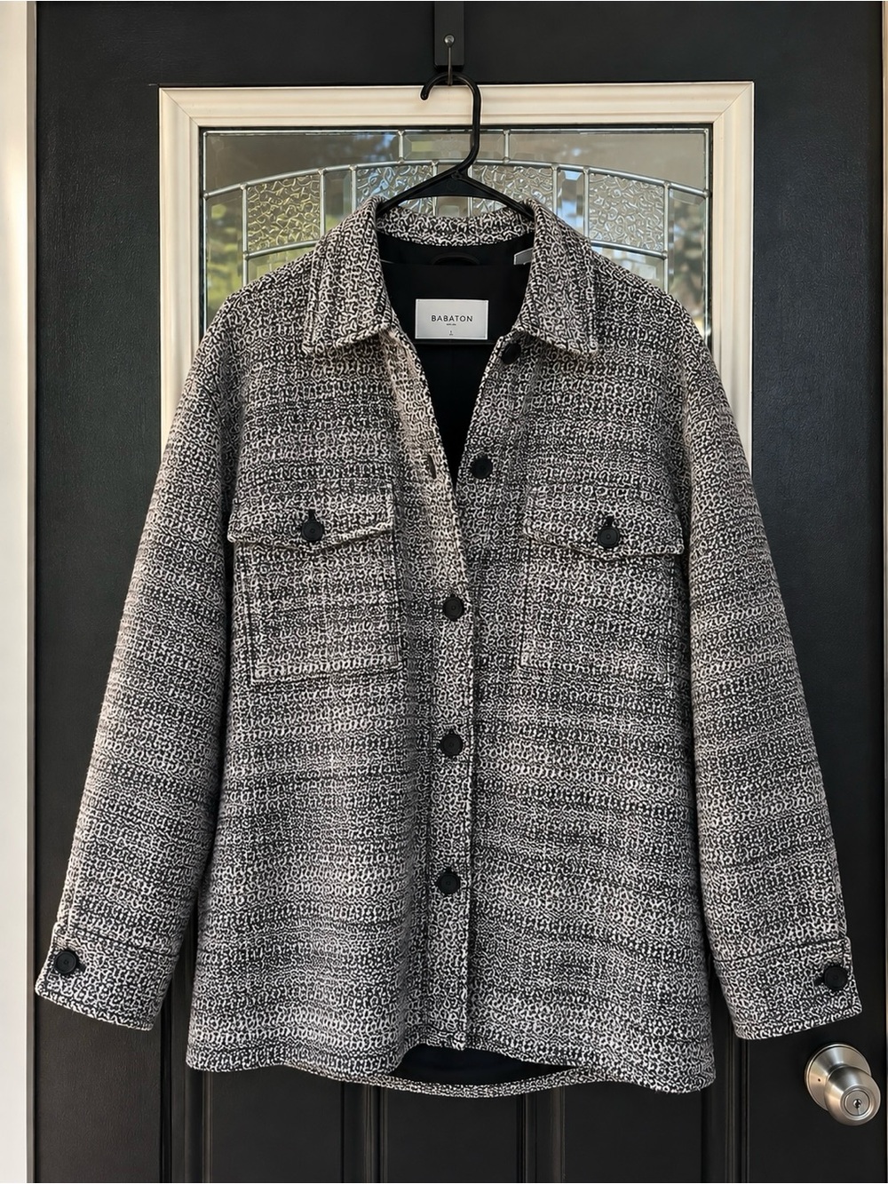Babaton Black & White Textured Shacket Jacket